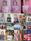 Lemon Printed Handbags Eco Reusable High Capacity Women Striped Shopping Bag