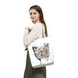 Butterfly Print Cartoon Handbags Floral High Capacity Shopping Bag