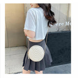 Women's Round Crossbody Bag with Tassel Leather Purse