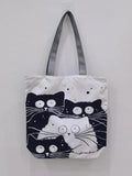 Cat Women Handbags Foldable Harajuku Eco Totes Daily Casual Bags