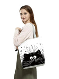 Cat Women Handbags Foldable Harajuku Eco Totes Daily Casual Bags