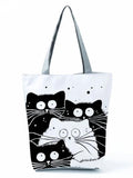 Cat Women Handbags Foldable Harajuku Eco Totes Daily Casual Bags