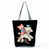 Large Capacity Female Shopper Bag Sheep Floral Cartoon Tote Handbag