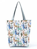 Alpaca Print Shoulder Bag Large Capacity Travel Tote