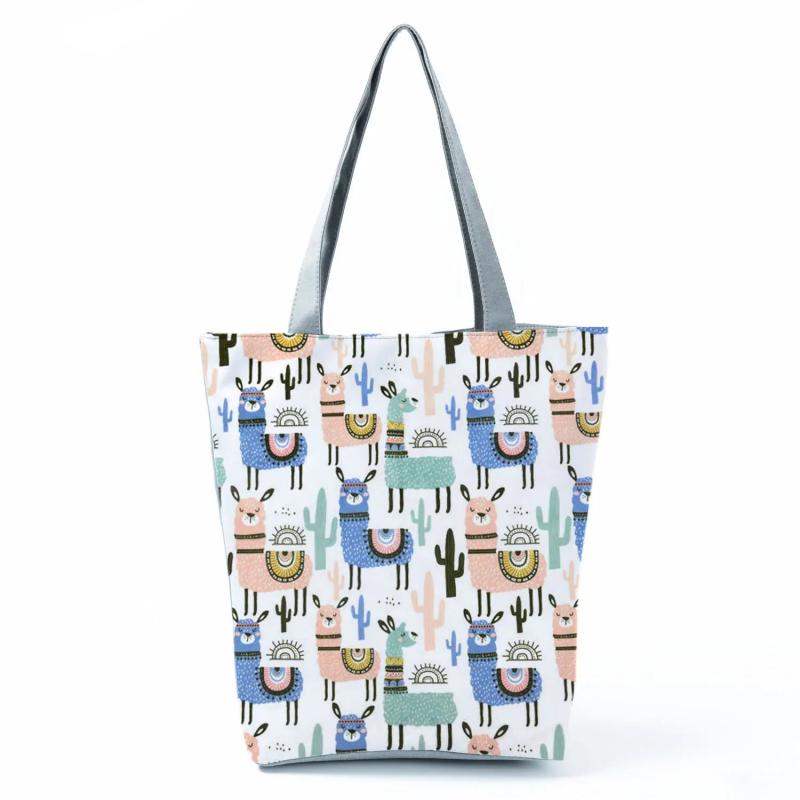 Alpaca Print Shoulder Bag Large Capacity Travel Tote