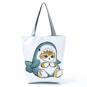 Cat Printing Shopping Bag For Mother Durable Handbag Shoulder Totes Reusable Eco