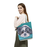 Oil Painting Dog Printed Women Handbags Animal Tote Shoulder Bag