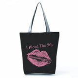 Leopard Lips Shoulder Bag Women's Graphic Reusable Shopping Tote