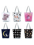 Lovely Cat Printed Tote Bag for Women Work Shoulder Shopping Handbag