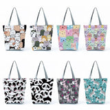 Funny Cartoon Foldable Tote Bag Large Capacity Shoulder Handbags