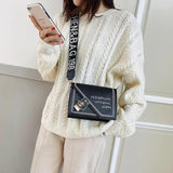 Fashionable Shoulder Bag Wide Strap Messenger Handbag Casual Chain Crossbody Bag