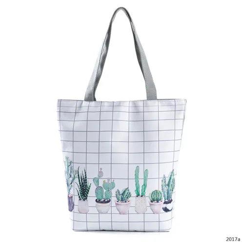 Miyahouse Canvas Shoulder Bag Women Tote Handbag Printed Beach Bag