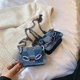 Denim Crossbody Shoulder Bag Small Chain Handbag