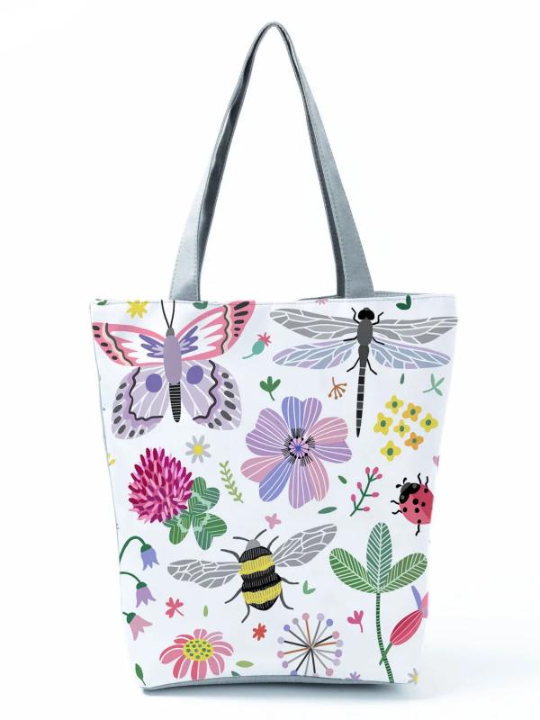 Style Bee Butterfly Printed Shoulder Bag Female Travel Tote Bag