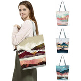 Oil Painting Mountain Forest Causal Tote Bag Shopper Handbags Women Ladies