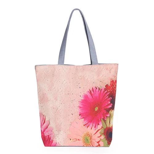 Miyahouse Colorful Floral Printed Shoulder Bag Canvas Tote Handbag