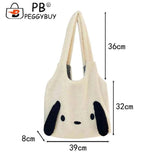 Fluffy Female Underarm Bag Animal Pattern Large Capacity Soft