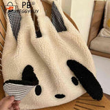 Fluffy Female Underarm Bag Animal Pattern Large Capacity Soft