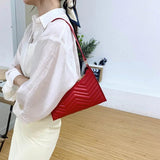 Armpit Bags Lady's HandBag PU Leather Diamond Lattice Shoulder Bag