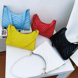 Armpit Bags Lady's HandBag PU Leather Diamond Lattice Shoulder Bag