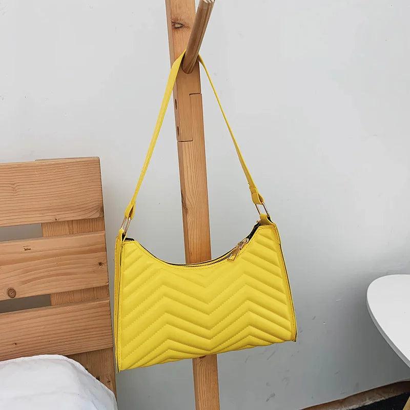 Armpit Bags Lady's HandBag PU Leather Diamond Lattice Shoulder Bag