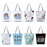 Cartoon Dentist Nurse Print Tote Handbag Shoulder Shopping Bag