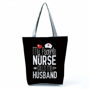 Cartoon Dentist Nurse Print Tote Handbag Shoulder Shopping Bag