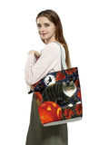 Cat Flower Painting Print Womens Animal Tote Bags Women Handbag