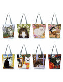 Cat Flower Painting Print Womens Animal Tote Bags Women Handbag