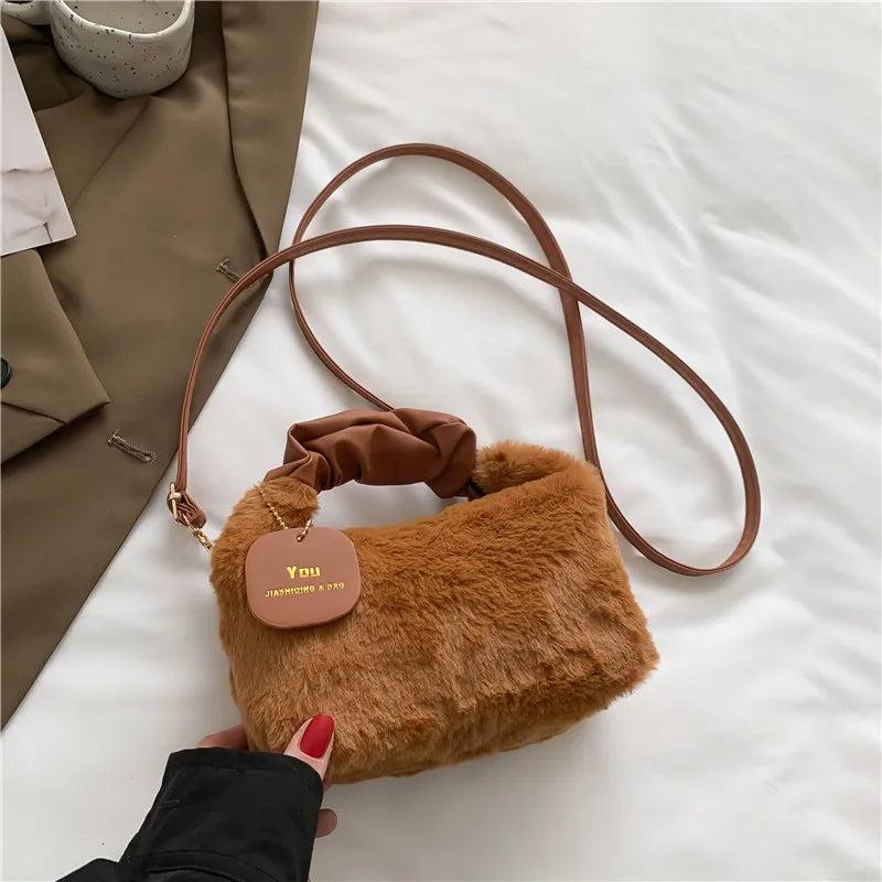 Mini Handbags for Women Winter Tote Ladies Crossbody Bag Solid High-capacity