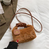 Mini Handbags for Women Winter Tote Ladies Crossbody Bag Solid High-capacity
