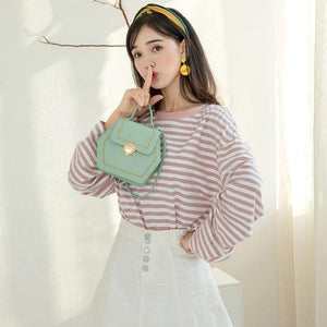 Fashionable Hexagon Crossbody Bag Sweet Young Girls Style Handbag