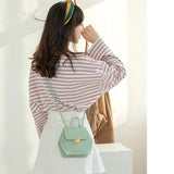 Fashionable Hexagon Crossbody Bag Sweet Young Girls Style Handbag