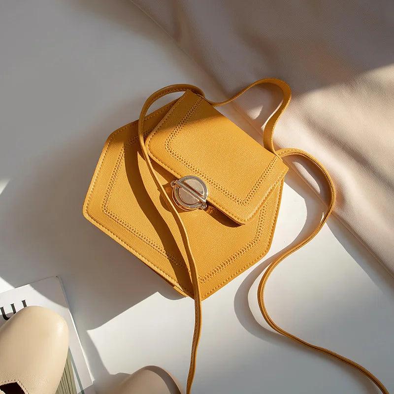 Fashionable Hexagon Crossbody Bag Sweet Young Girls Style Handbag