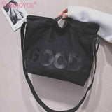 Canvas Underarm Bag Large Capacity Letter Printed Ladies Handbags