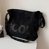 Canvas Underarm Bag Large Capacity Letter Printed Ladies Handbags