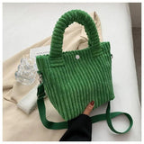 Corduroy Casual Women's Crossbody Bag Zipper Tote Handbag