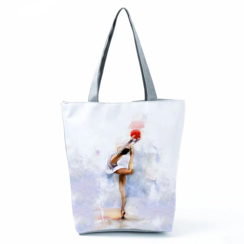 Women's Gymnast Storage Bag Watercolor Gymnastics Art Tote