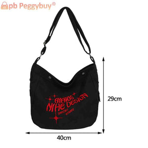 Canvas Underarm Bag Large Capacity Embroidered Letters Crossbody Bags