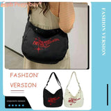 Canvas Underarm Bag Large Capacity Embroidered Letters Crossbody Bags