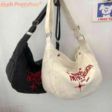 Canvas Underarm Bag Large Capacity Embroidered Letters Crossbody Bags