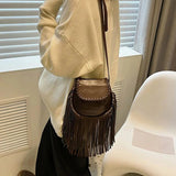 PU Leather Tassel Shoulder Bag Women Handbag Purse