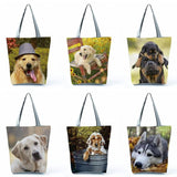 Golden Retriever Printed Reusable Shopping Bags Dog Women Animal