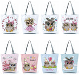 Owl Graphic Printing Handbag Large Size Travel Bag Shoulder