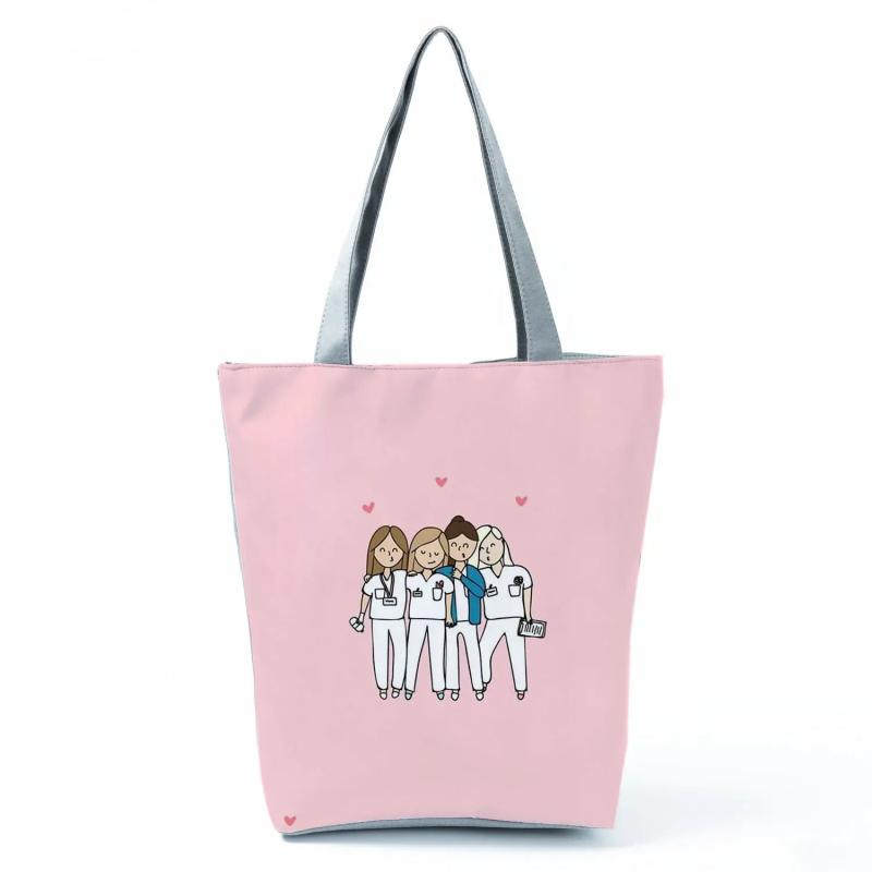 Cute Nurse Print Handbag Tote Female Portable Shoulder Bag