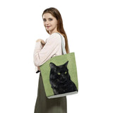 Cat Print Animal Art Painting Shopping Handbag Women Shoulder Bag