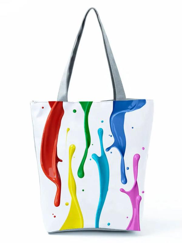 Bright Colors Paint Printed Handbag High Capacity Shoulder Bag