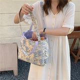 Jacquard Shoulder Bag Flower Print Ladies Shopping Bags Casual Handbags Tote
