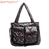 Quilted Down Padded Crossbody Bag for Shopping