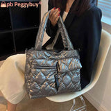 Quilted Down Padded Crossbody Bag for Shopping